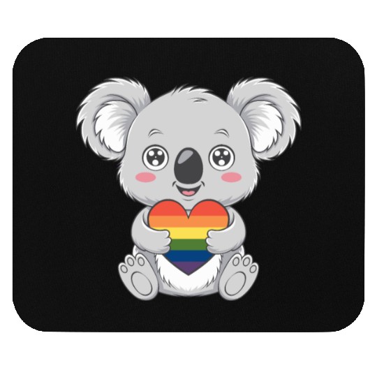 Cute Koala Holding Rainbow Heart LGTBQ Pride Mouse Pads
