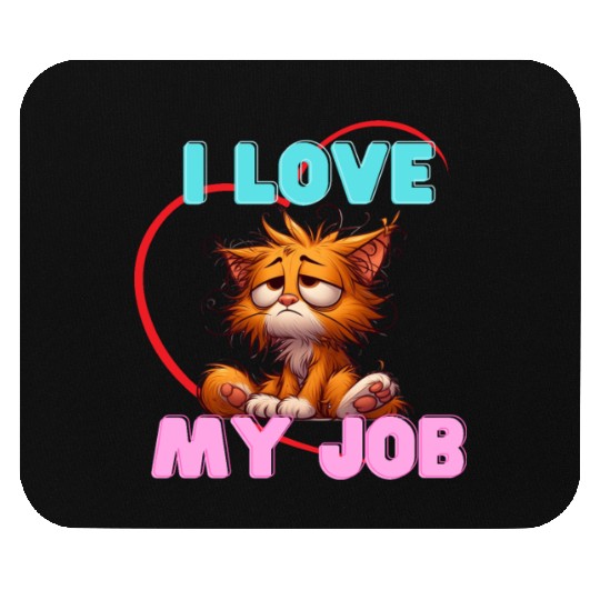Sad Cat Mouse Pads – I Love My Job Funny Apparel