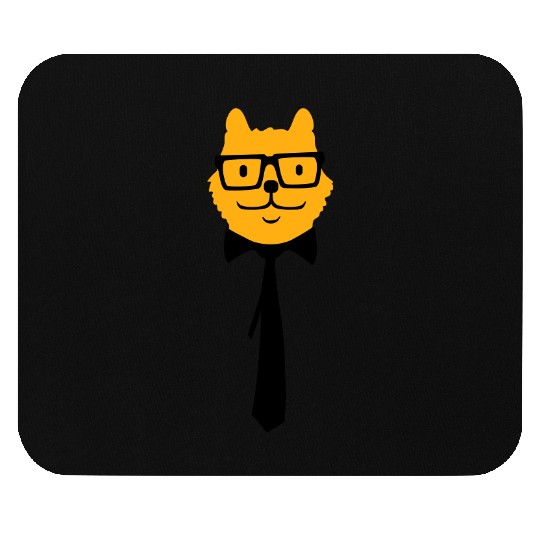 Nerd Cat Horn-rimmed Glasses Geek Smart Kitten Fun Mouse Pads