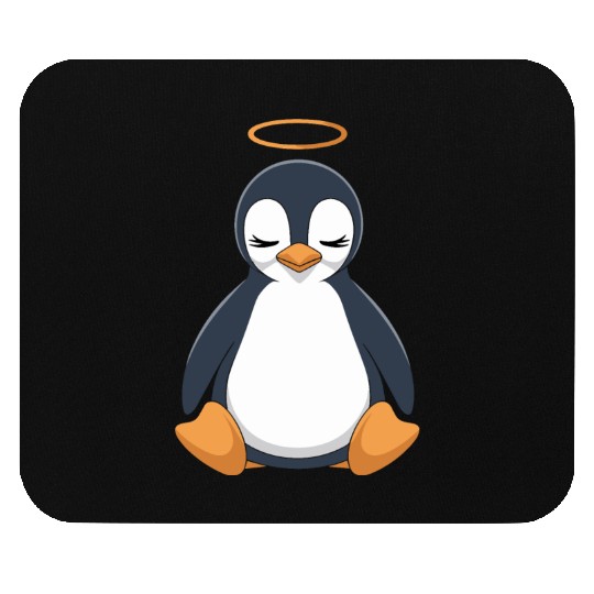 Peaceful Penguin with Halo Design Mouse Pads