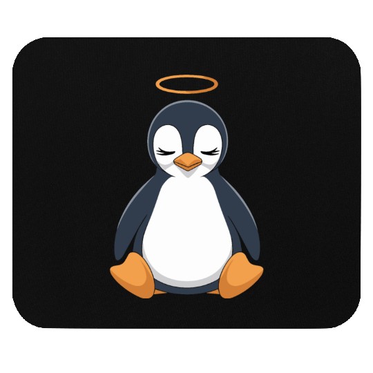 Peaceful Penguin with Halo Design Mouse Pads