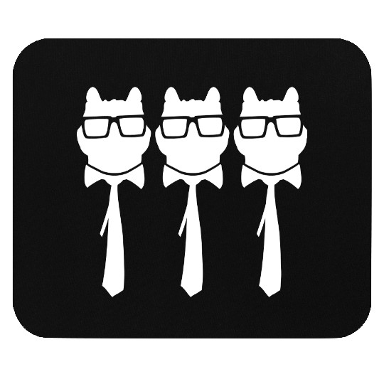 3 Smart Nerd Cat Horn-Rimmed Glasses Geek Tie Team Mouse Pads