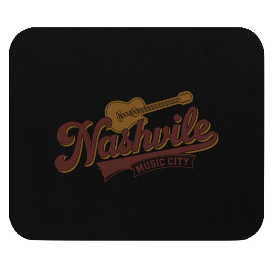 Nashville Music City Logo with Guitar Illustration Mouse Pads