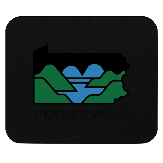 Pennsylvania Outline with Heart Shaped River Map Mouse Pads