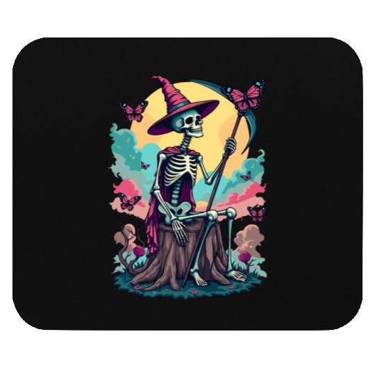 Tarot Card Magical Skeleton Death and Plants Mouse Pads