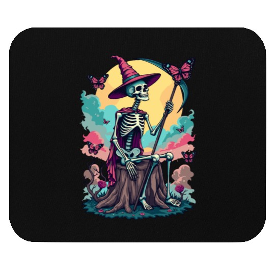 Tarot Card Magical Skeleton Death and Plants Mouse Pads