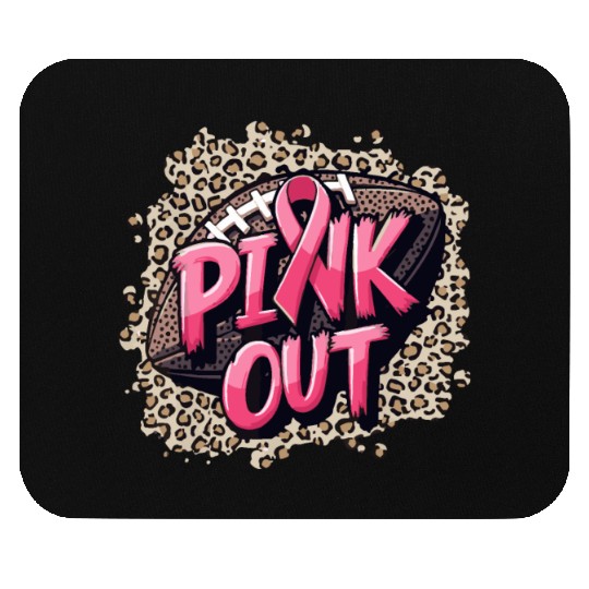 Pink Out Breast Cancer Football Coquette Bow Mom Mouse Pads