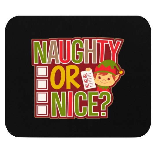 Playful Elf Naughty or Nice Holiday Fun Mouse Pads