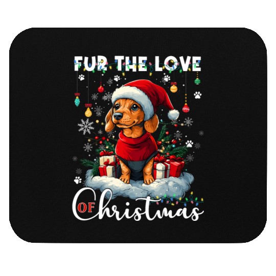 Dachshund Christmas Tree Lights Decorations Dog Mouse Pads