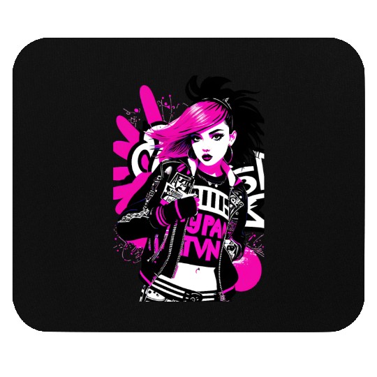 Urban Punk Street Art with Neon Pink Accents Mouse Pads
