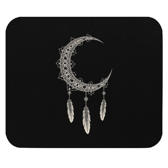 Elegant Moon With Feathers Mouse Pads