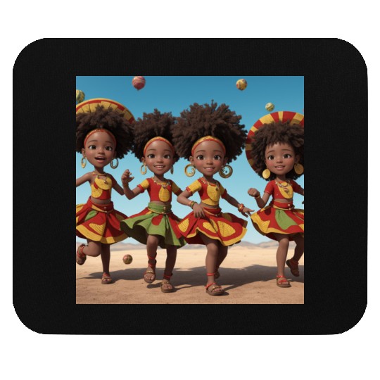 Animated African kids dancing Mouse Pads