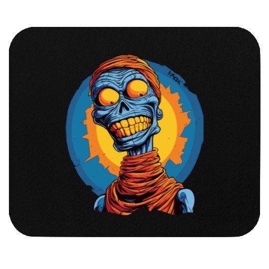 Blue and Funny Cartoon Skeleton Skull Mummy Mouse Pads