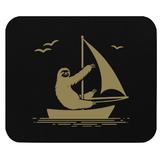Sloth Sailboat Sailing Minimalist Silhouette Mouse Pads