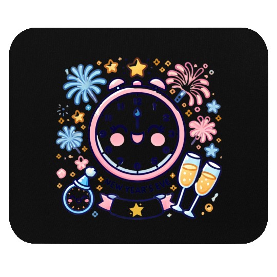 Celebrate New Year's Eve, Fun Clock and Fireworks Mouse Pads