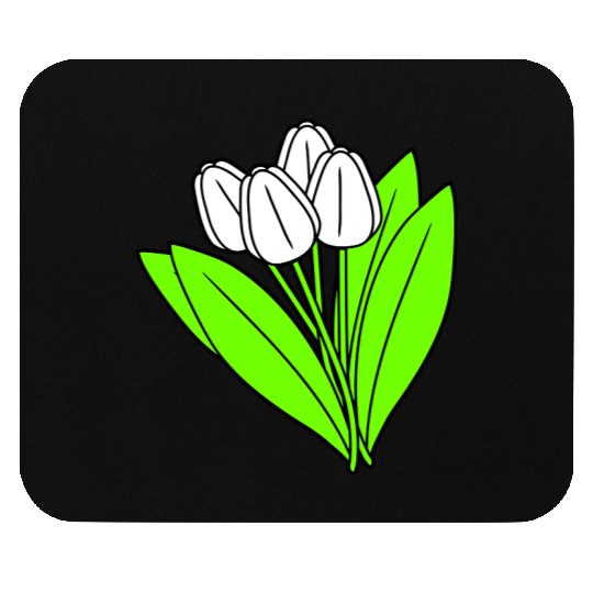 White Tulips Bouquet Spring Summer Beauty Flowers Mouse Pads