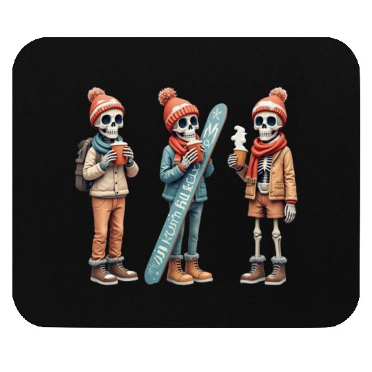 Cozy Winter Skeletons | Snowboard & Coffee Mouse Pads