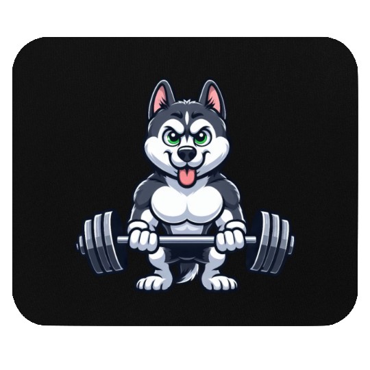 Husky Fitness Workout Bodybuilder Cartoon Gym Mouse Pads