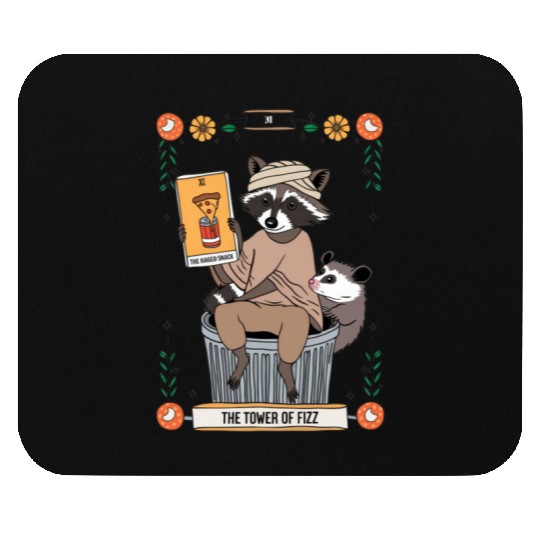 Raccoon Tarot Humor The Hanged Snack Card Mouse Pads