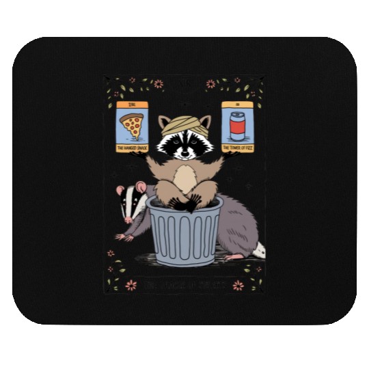 Raccoon and Badge Tarot Card Inspired Humor Mouse Pads