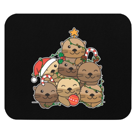 Otter Christmas Tree Funny Animal Christmas Mouse Pads