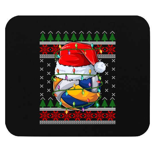 Volleyball Ugly Christmas Santa Hat Mouse Pads