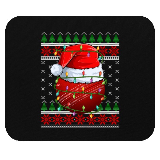 Cricket Ball Ugly Christmas Santa Hat Mouse Pads