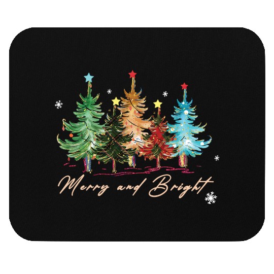 Merry and Bright Trees Vintage Christmas Tree Xmas Mouse Pads