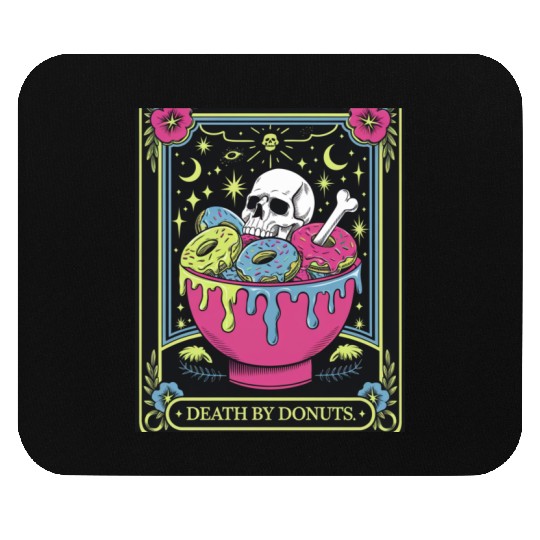 Death by Donuts Tarot Card skull gothic bowl funny Mouse Pads