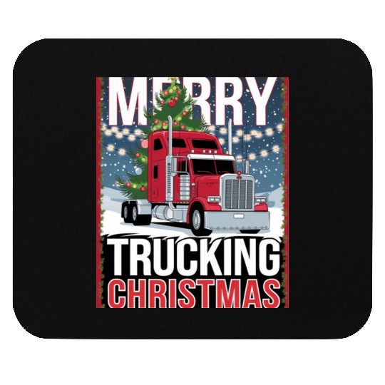 Merry Trucking Christmas Festive Semi-Truck Card Mouse Pads