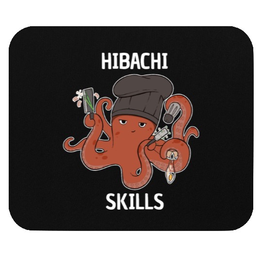 Hibachi Skills Chef Squid Octopus Mouse Pads