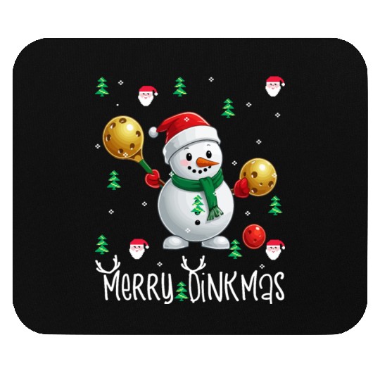 Merry Dinkmas with Christmas Pickleball Snowman Mouse Pads