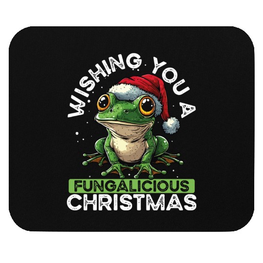 Merry Christmas Frog on Mushroom Cottagecore Mouse Pads
