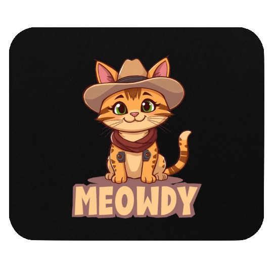 Cowboy Cat "Meowdy" Western yellow wild west cat Mouse Pads