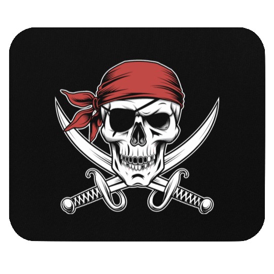 Pirate Skull Crossbones Red Bandana Jolly Roger Mouse Pads
