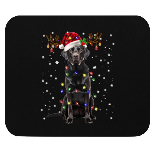 Black Lab Labrador Christmas Tree Light Mouse Pads