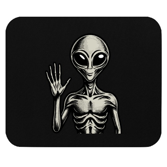 Grey Alien hello Mouse Pads