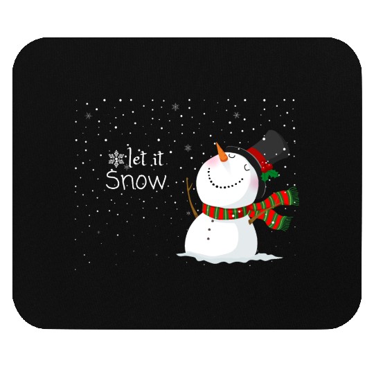 snowfall with snowman, let it snow. Mouse Pads