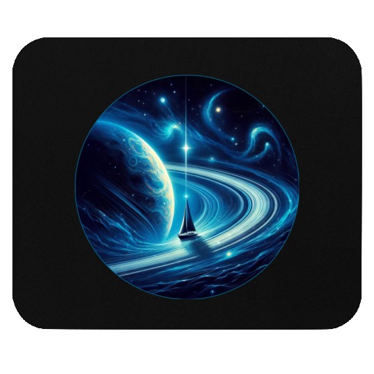 Sailboat with Saturn Fantasy Universe Mouse Pads