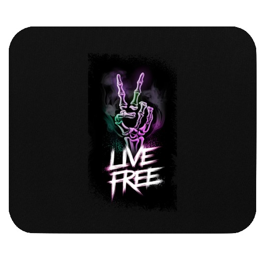 "Live Free Neon Skeleton Hand Design" Mouse Pads