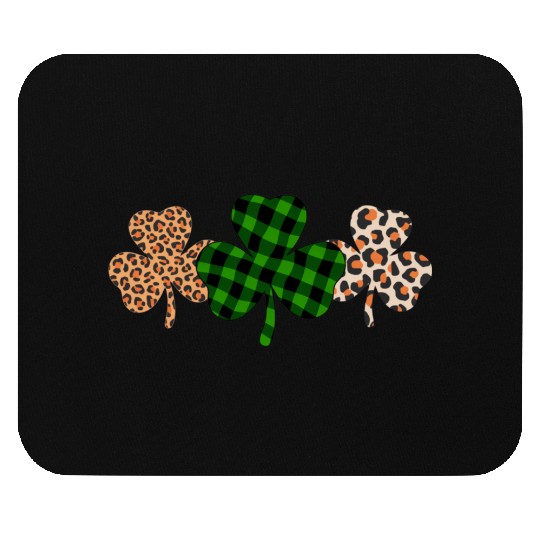 St Patricks Day Lucky Irish Green Plaid Shamrock Mouse Pads