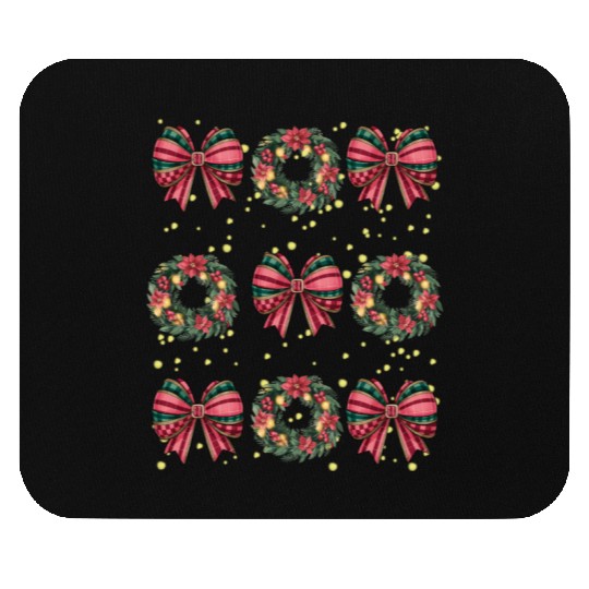 Christmas wreath, Christmas Coquette Bow Mouse Pads