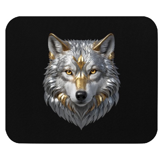 Noble Golden Wolf Mouse Pads