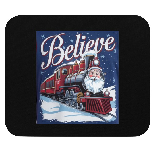 Believe Train North Pole Xmas Santa Claus Christma Mouse Pads