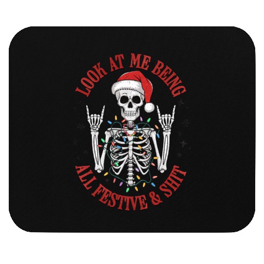 Funny Christmas Skeleton Look At Me Mouse Pads
