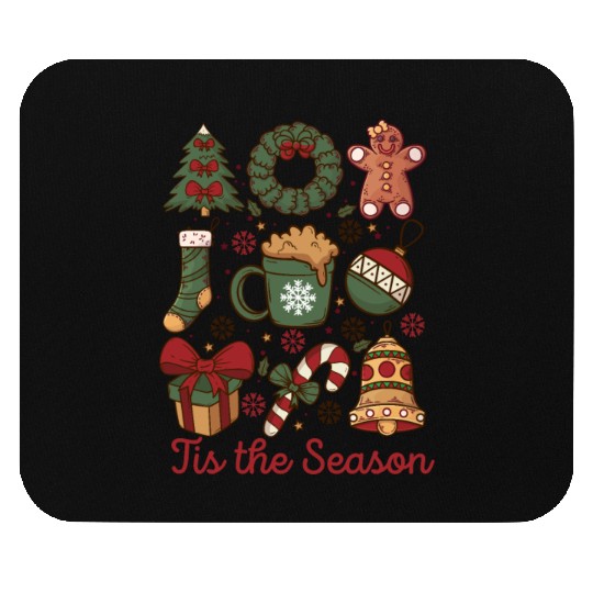 Tis the Season Retro Coquette Cute Christmas Mouse Pads