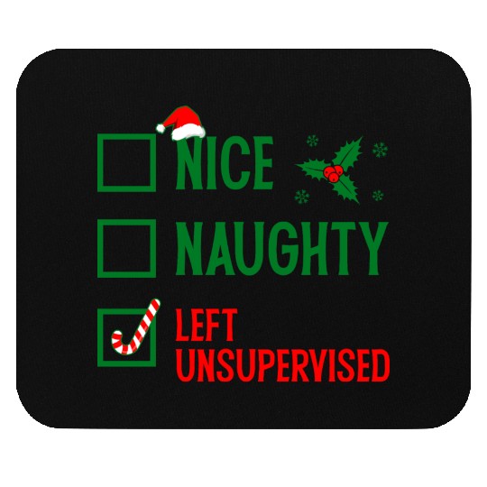 Left Unsupervised Christmas Checklist Mouse Pads