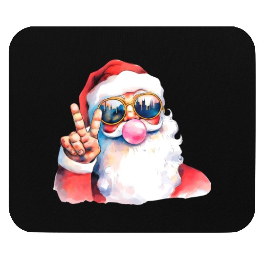 Retro Santa Christmas Blowing Bubble Mouse Pads