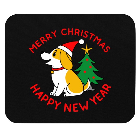 dog11 merry christmas happy new year Mouse Pads