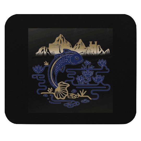 fantasy carp-bird hybrid swimming in a lotus pond Mouse Pads